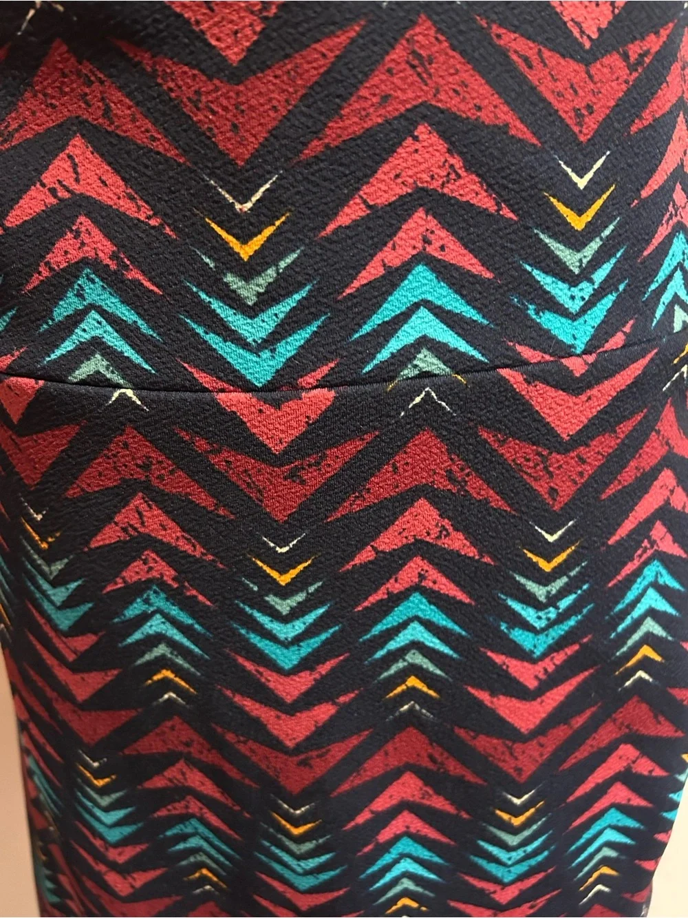 Black Chevron-Print Pencil Skirt with Teal & Coral southwestern print